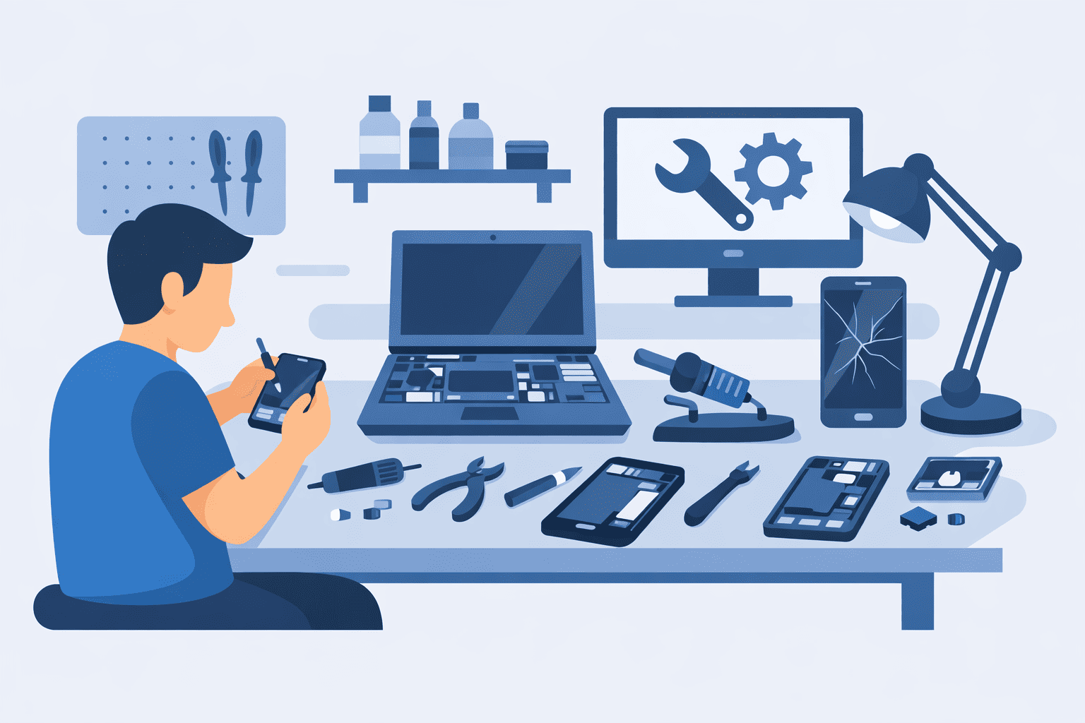 Illustration of device repair and diagnostics